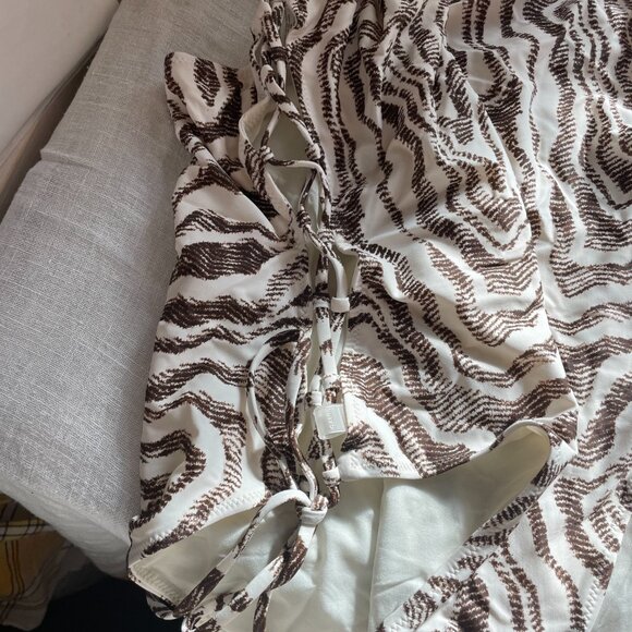 Ganni Recycled Printed Tieband Swimsuit in Egret - Picture 5 of 6